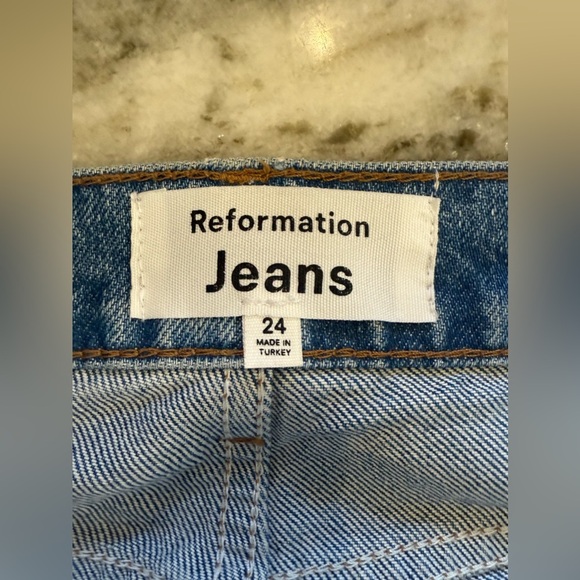 Reformation Women’s Cynthia High-Rise Lady Embroidered Straight Jeans (Flaw) - Picture 8 of 10